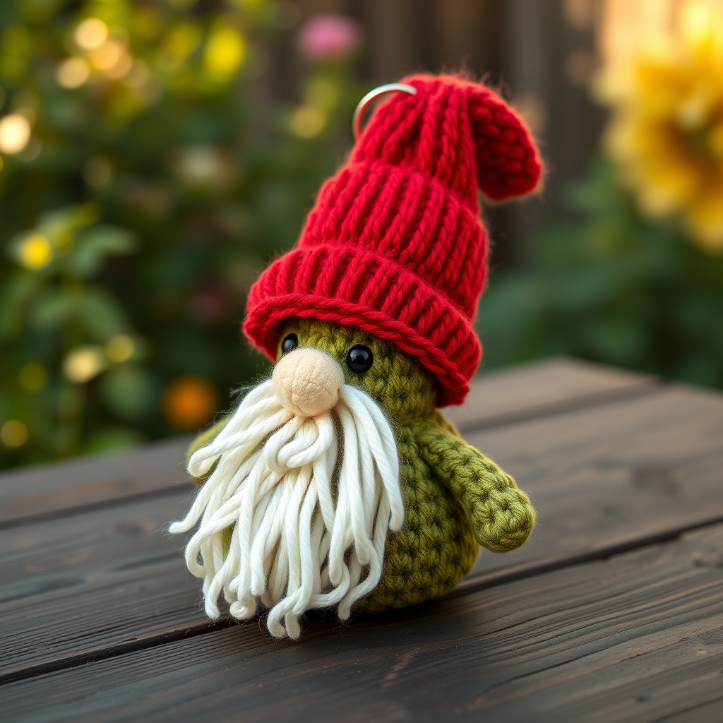 Whimsical Woodland Gnome Keychain Free Pattern – Knitted Garden Charm