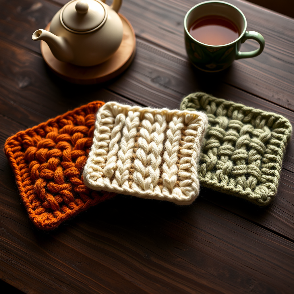 Copper Kettle Coasters Free Pattern – Knit a Rustic Tea Time Trio
