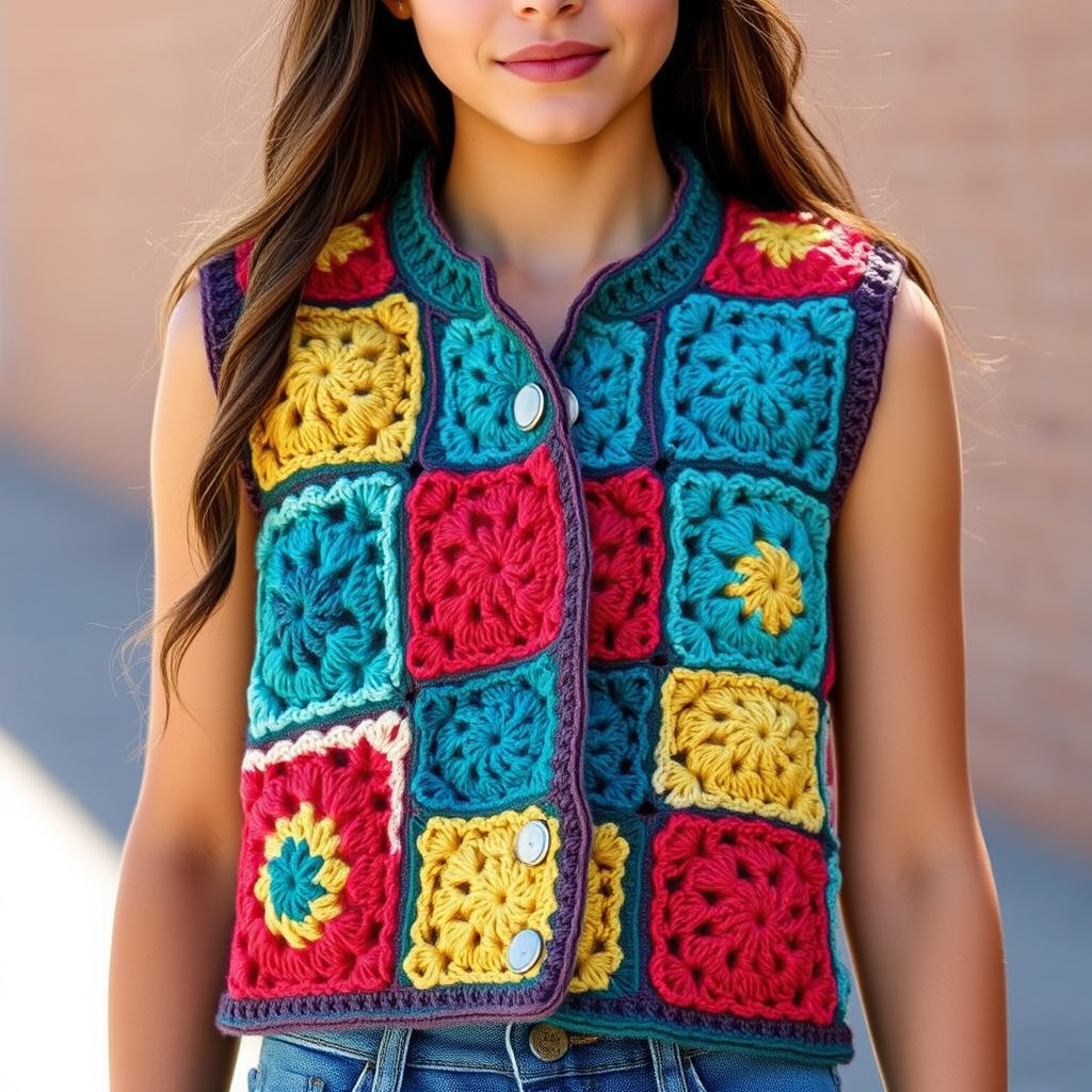 The Retro Granny Square Vest Free Pattern