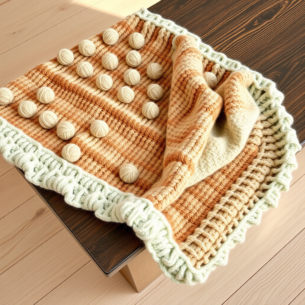 Drifting Dune Blanket Free Knitting Pattern – Textured Sand & Shell Throw
