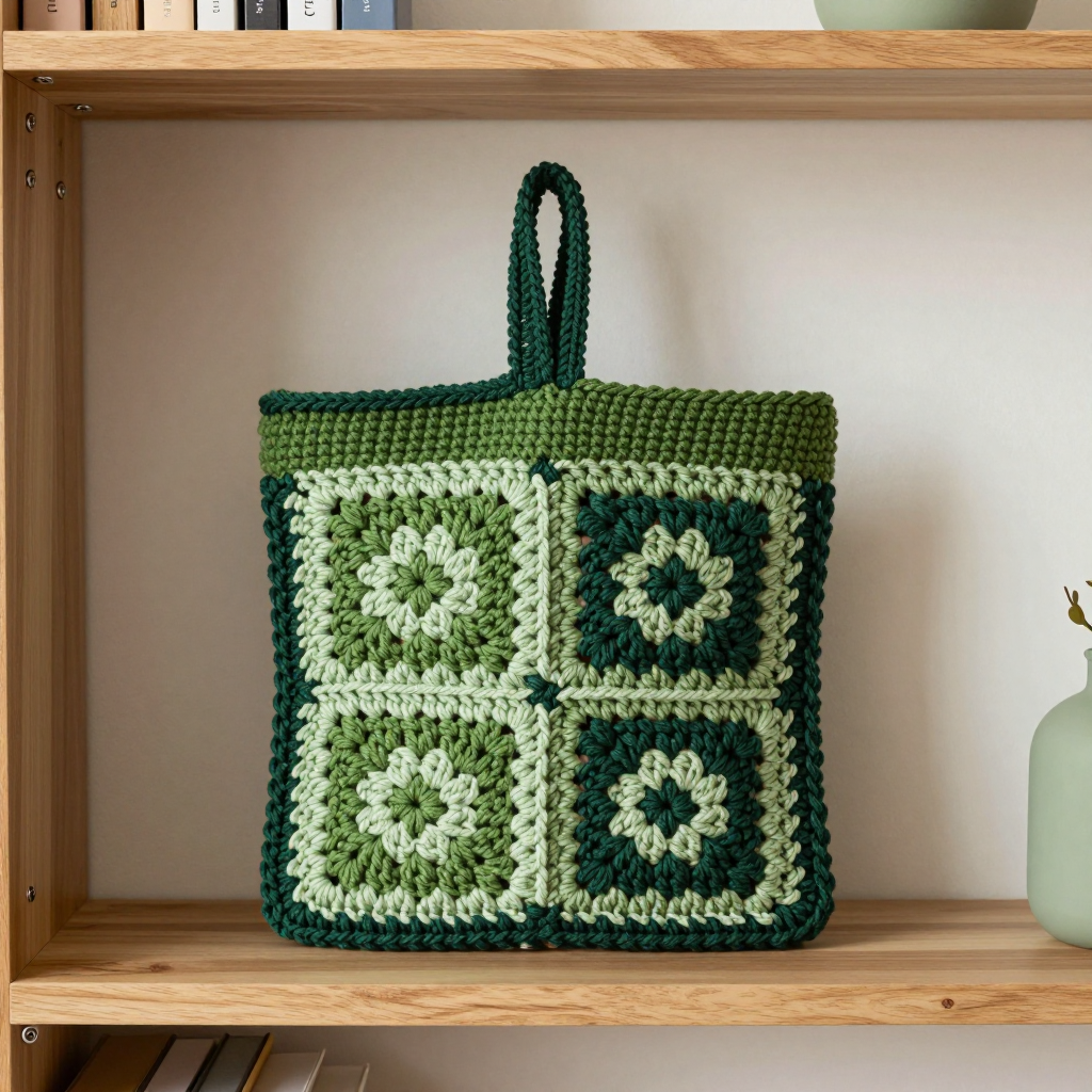 Granny Square Wall Plant Pocket Free Crochet Pattern