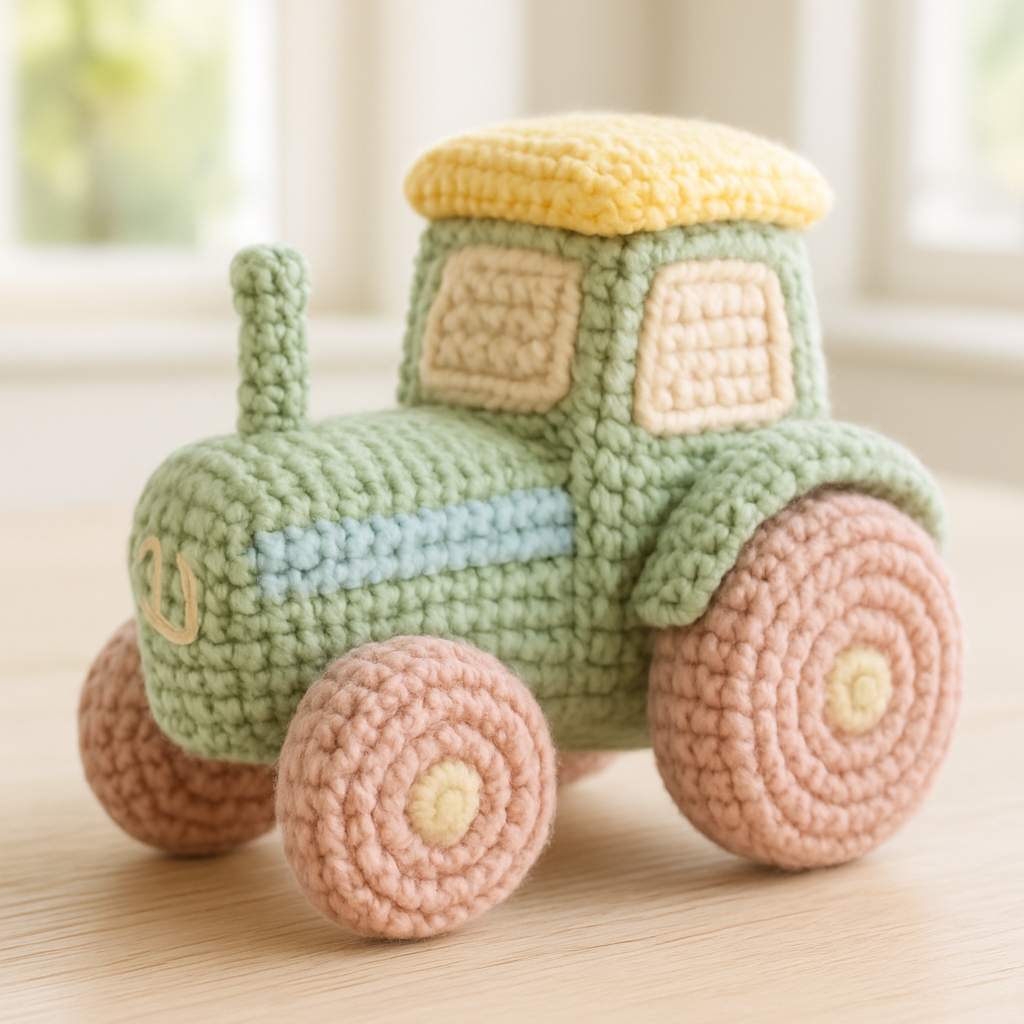Pastel Farmhouse Rustic Amigurumi Tractor Free Pattern