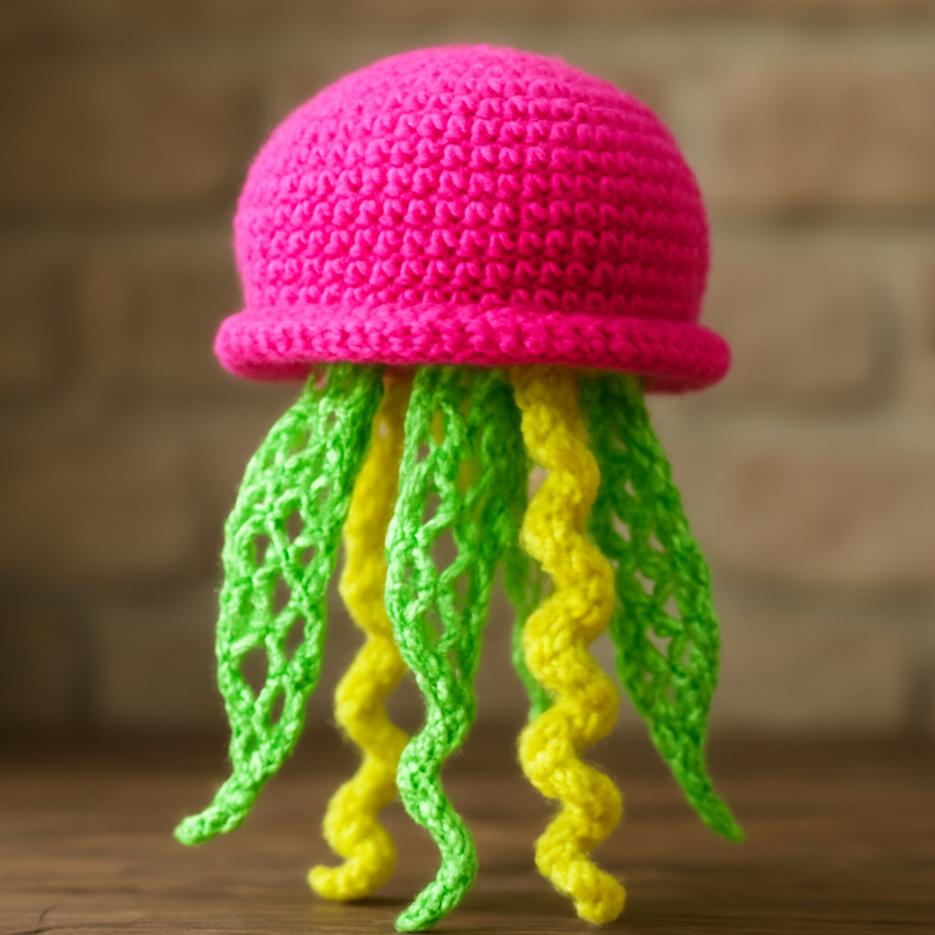Boho Chic Neon Amigurumi Jellyfish with Lace Tentacles - Free Pattern