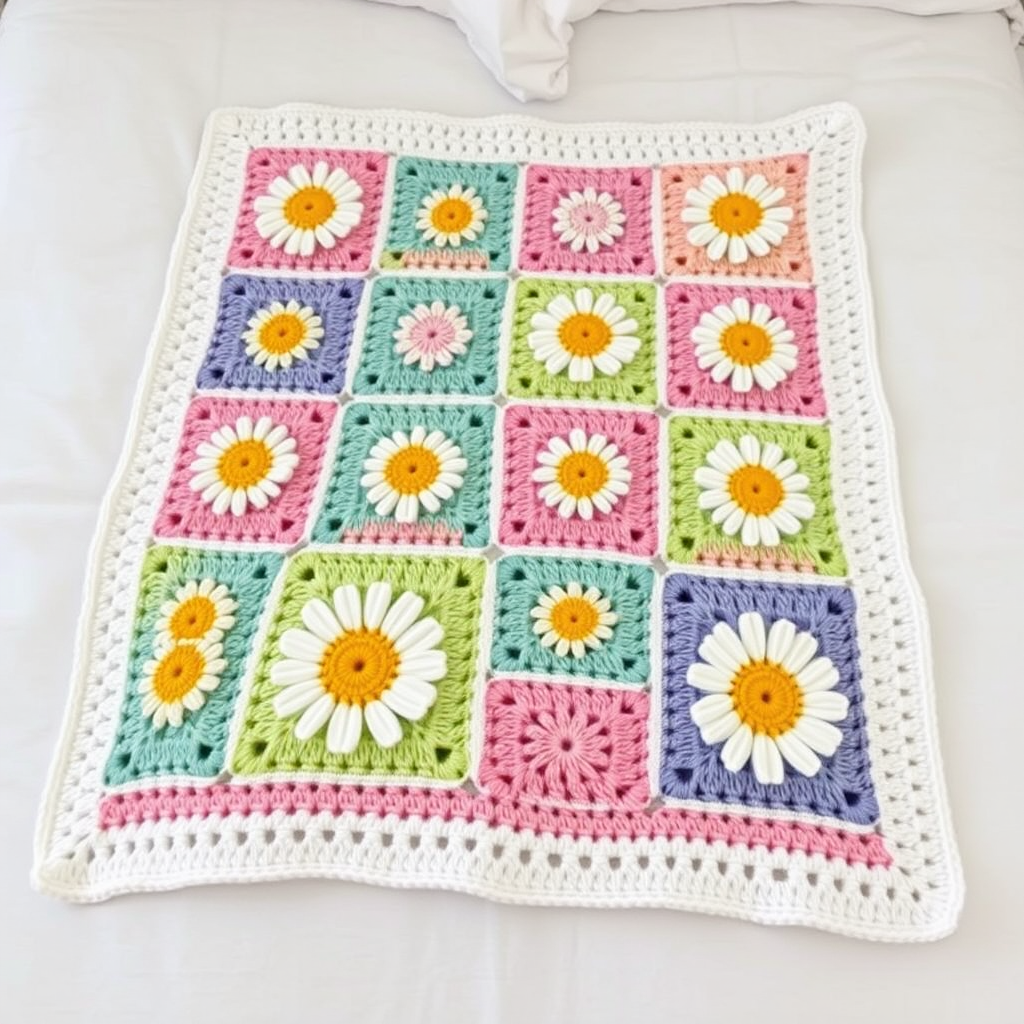 The Vintage Daisy Granny Square Blanket Free Pattern