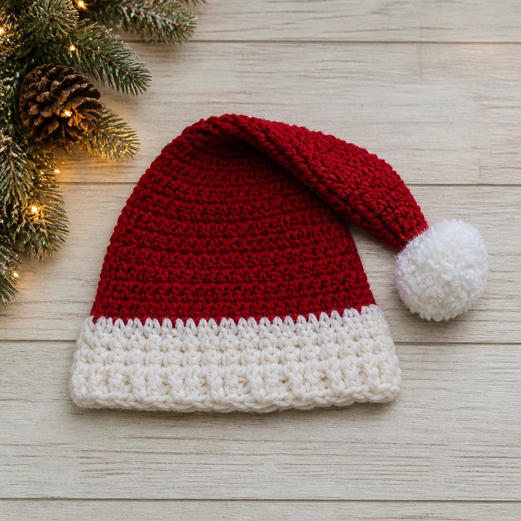 Crochet Classic Festive Santa Hat Free Pattern