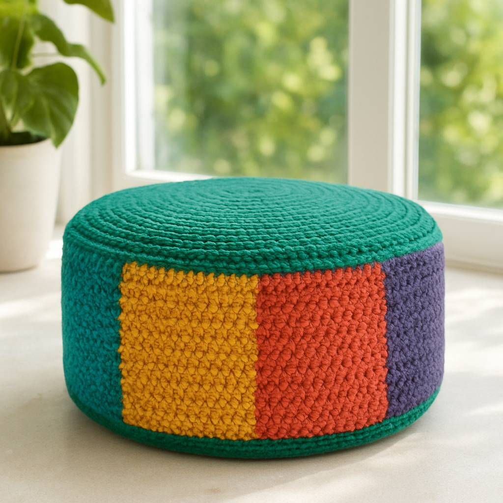 The Cozy Patchwork Pouf Free Pattern