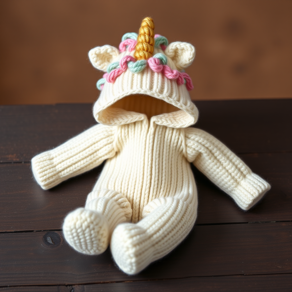 The Moonbeam Mane Unicorn Baby Doll Onesie: A Free Knitting Pattern for a Cozy, Textured Costume