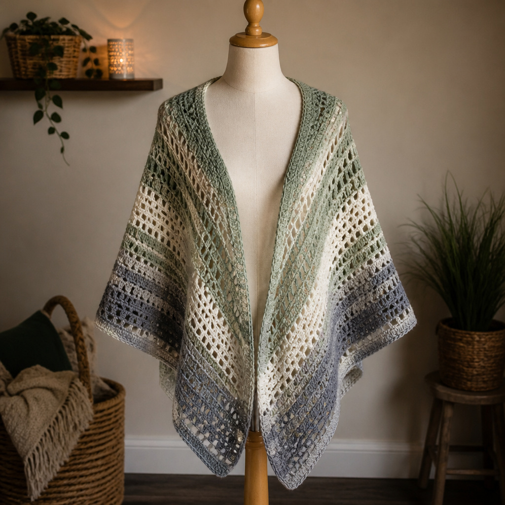 Crocheted Elegant Gradient Lace Wrap Free Pattern