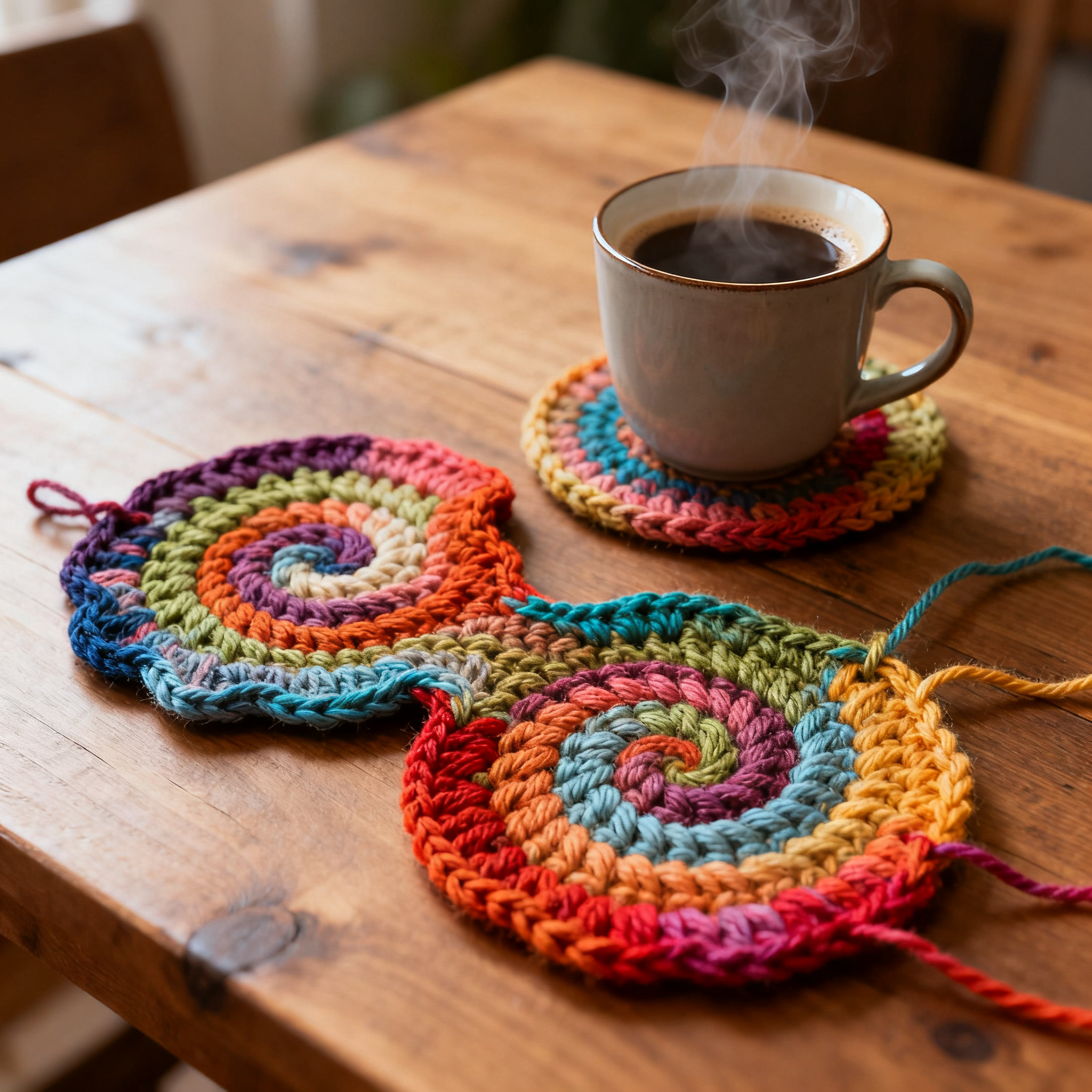 Whimsical Spiral Sanctuary Coasters