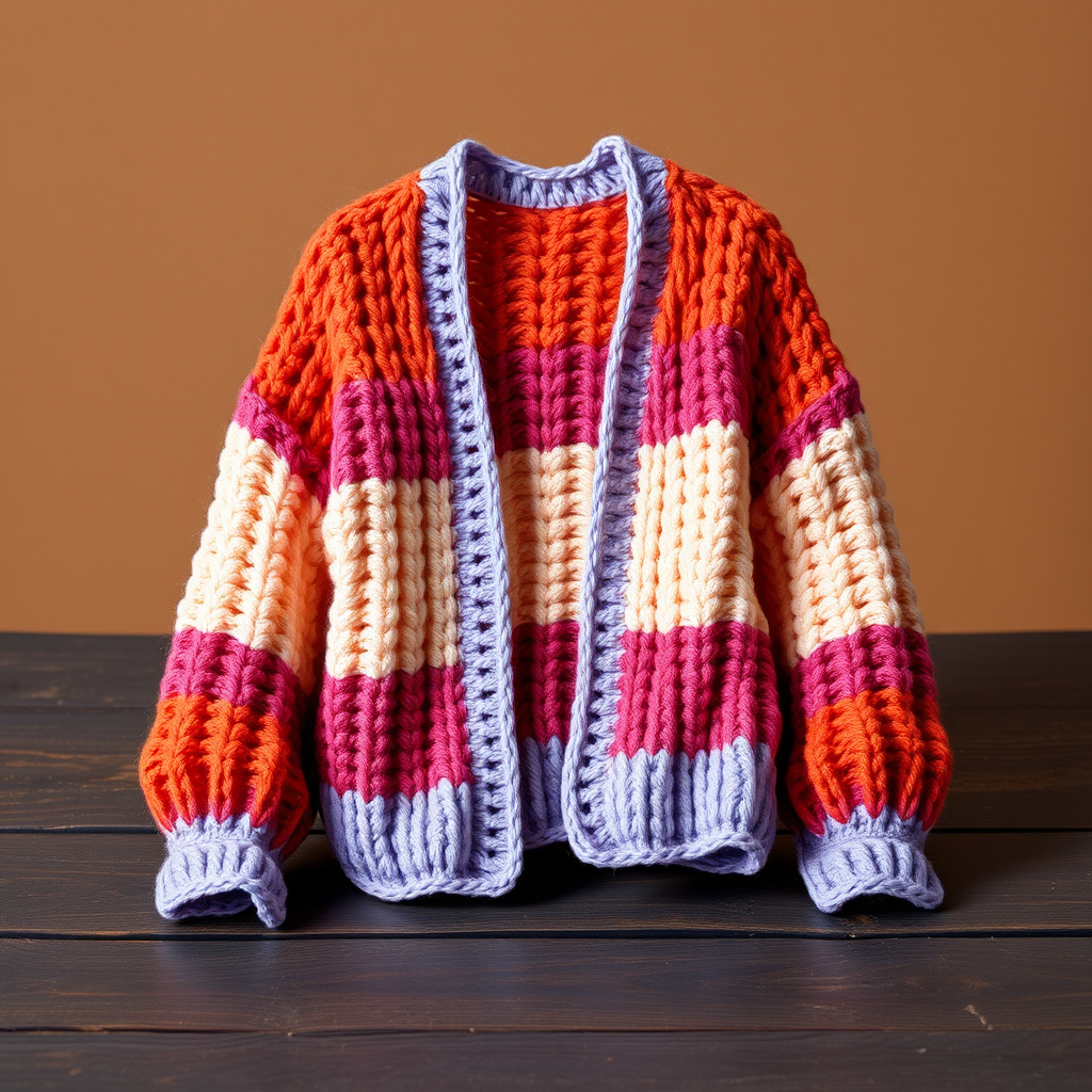The Sunset Strip Crochet Cardigan: A Free Pattern for a Textured, Color-Block Boho Layer