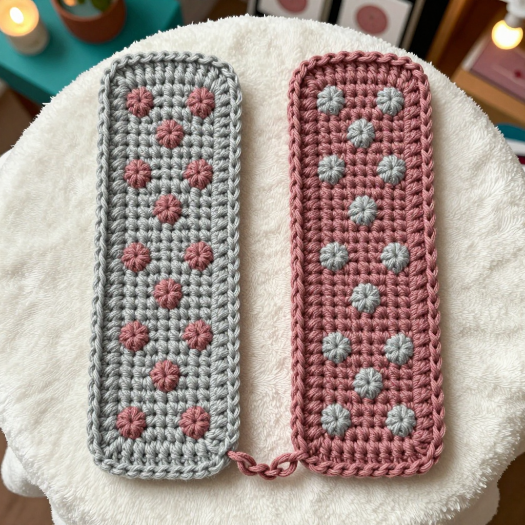 Free Pattern: Rose and Grey Polka Dot Overlay Crochet Bookmark Pair