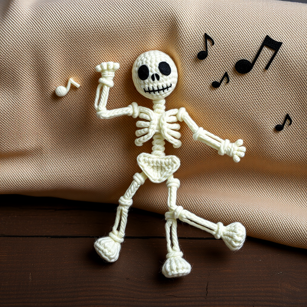 Skeleton Jive Crochet Applique Free Pattern