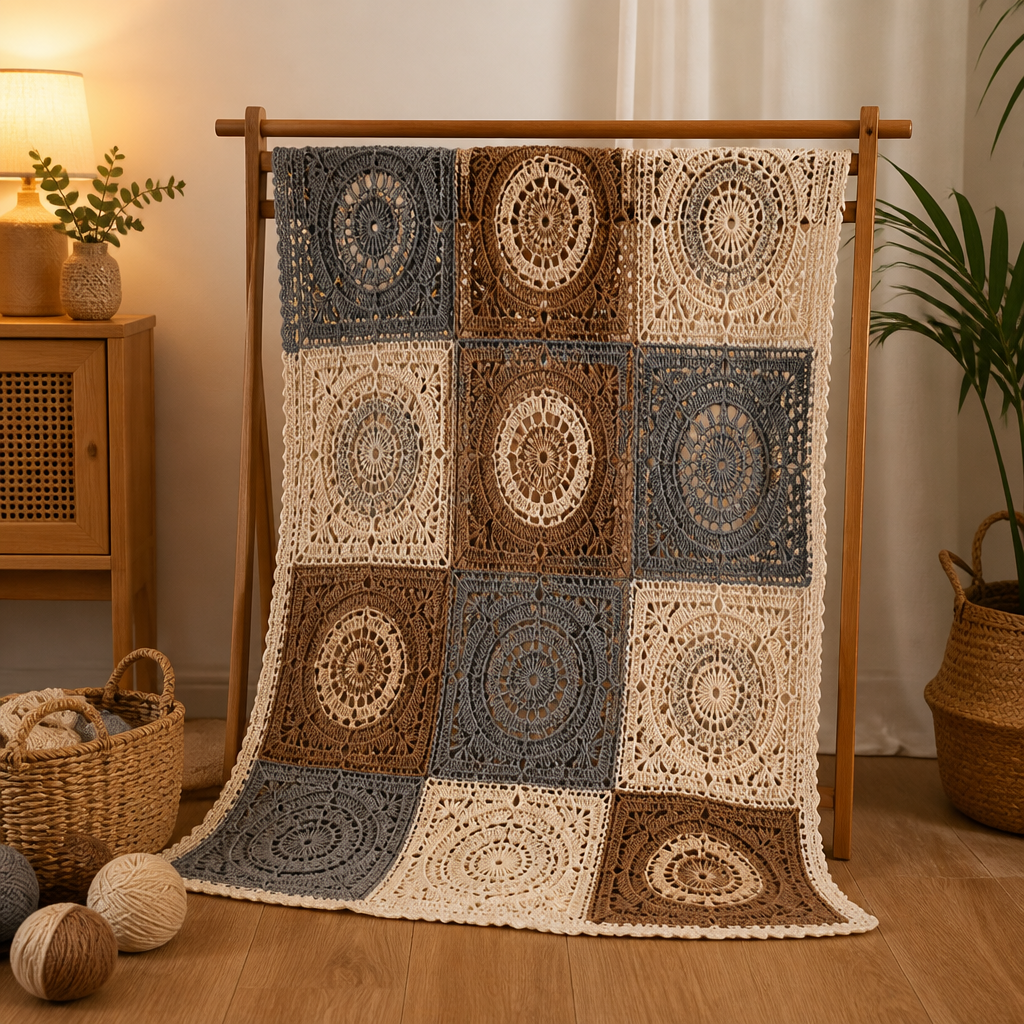 Crochet Elegant Circular Motif Blanket Free Pattern