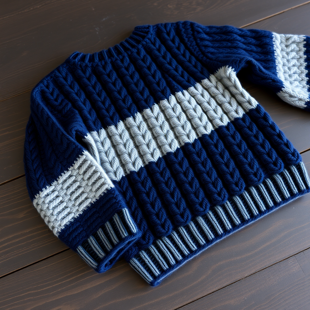 The Harbor Fog Fisherman Pullover Free Pattern – A Crocheted Cable-Knit Sweater with Stormy Sea Stripes
