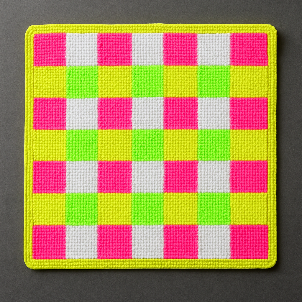 Neon Gingham Baby Blanket Free Pattern