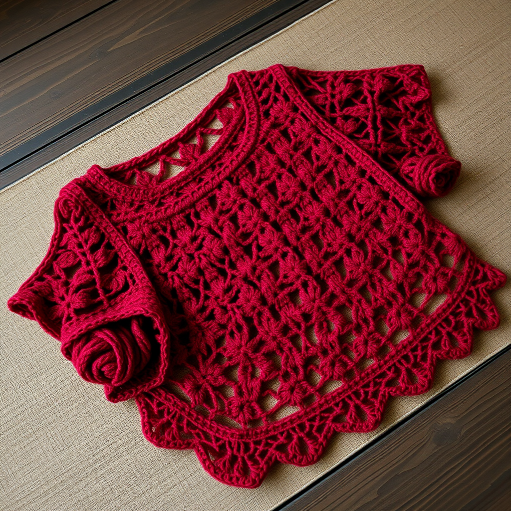 Crimson Lace Crochet Top Free Pattern – Romantic Boho Summer Tee