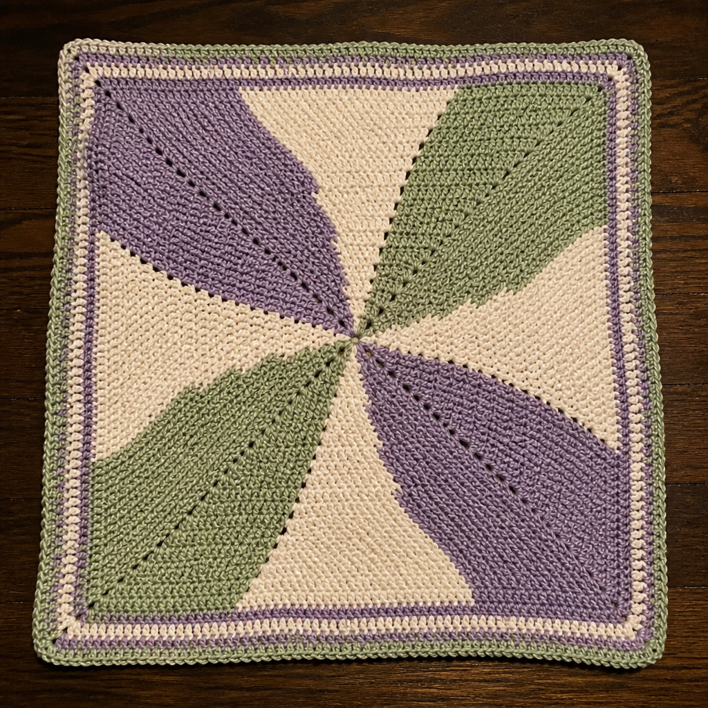 Crochet Elegant Spiral Pinwheel Afghan Square Free Pattern
