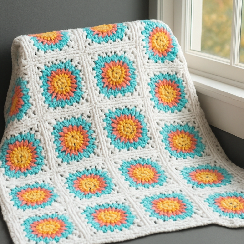 Viral Crochet Sunburst Granny Square Blanket - Free Pattern