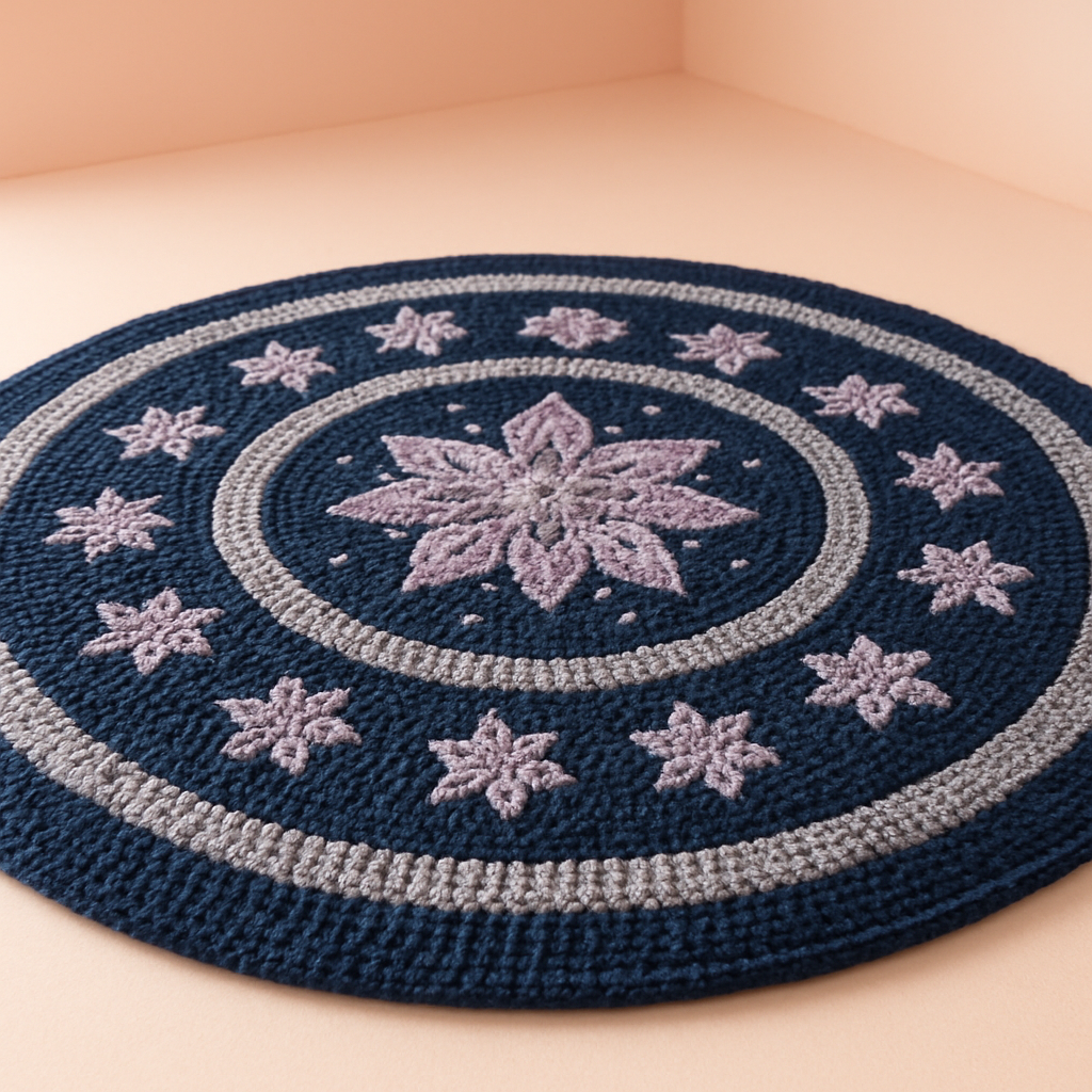 Celestial Bloom Round Floor Rug Free Pattern
