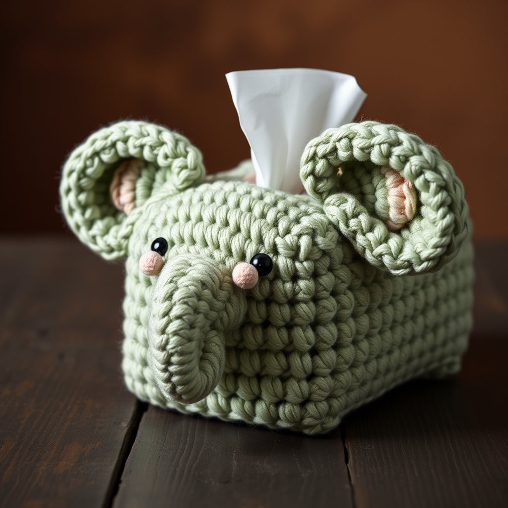 Savanna Snuggle Elephant Tissue Box Cover Free Pattern – Crochet a Cozy Safari Keeper