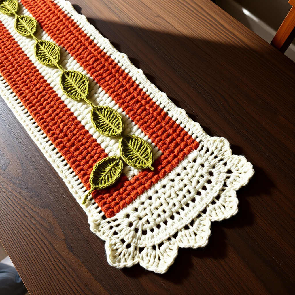 Harvest Hearth Table Runner Free Pattern – Crochet a Rustic Autumn Centerpiece