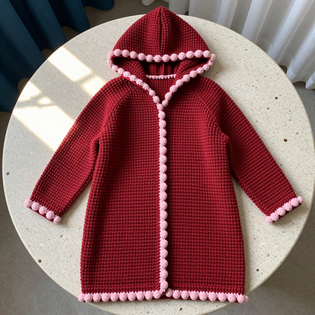 Mulled Cider Hooded Cabin Coat: Free Crochet Moss Stitch Pattern