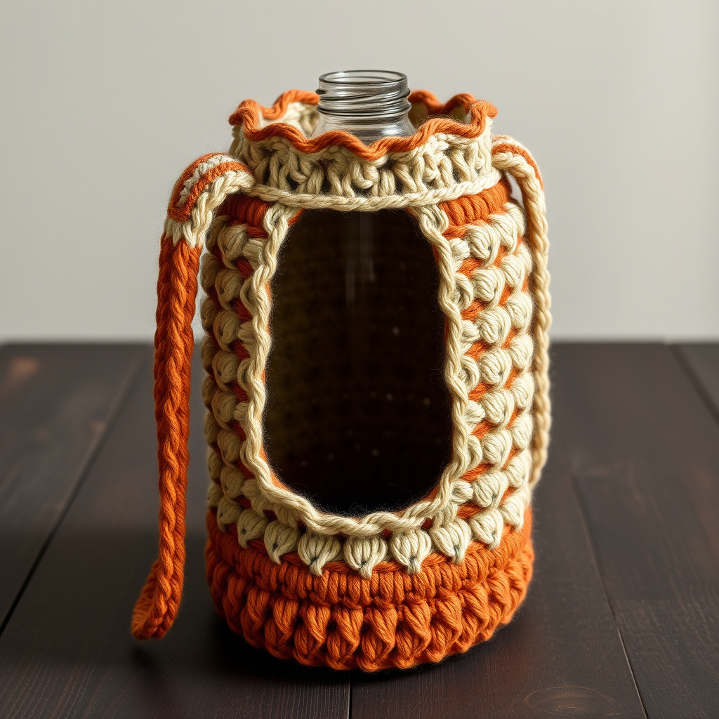 Mosaic Mesa Water Bottle Holder Free Crochet Pattern – Textured Desert Oasis