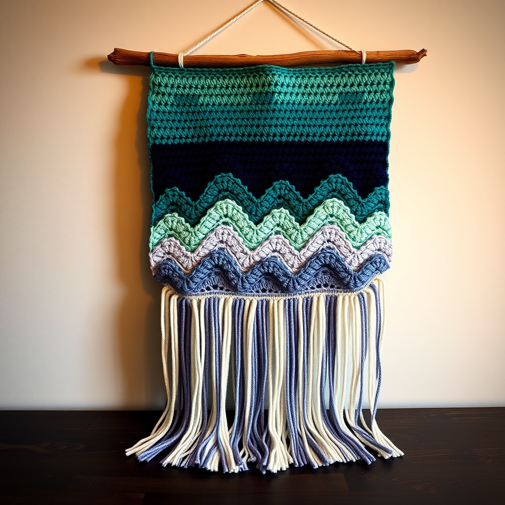 Aurora Borealis Driftwood Wall Hanging Free Pattern – A Crocheted Northern Lights Tapestry