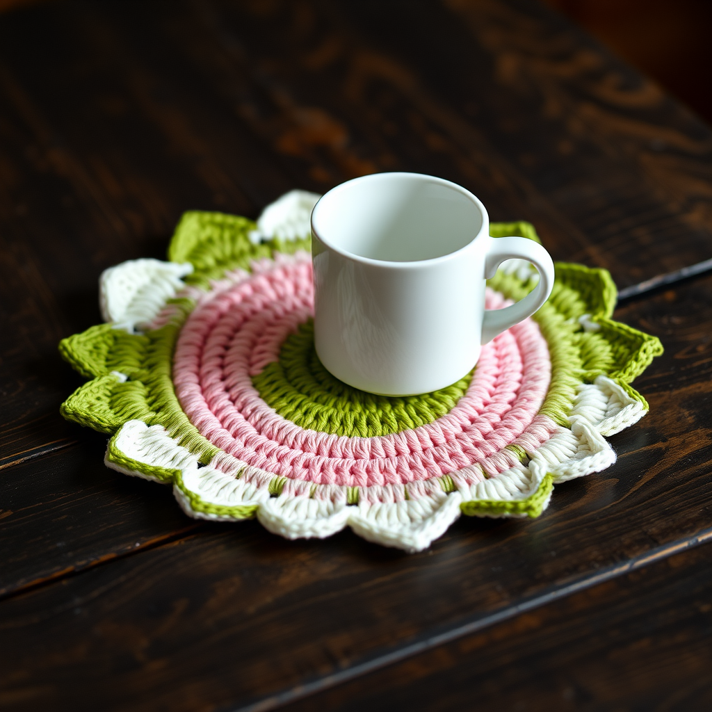 Free Pattern: The Enchanted Lily Pad Mug Rug
