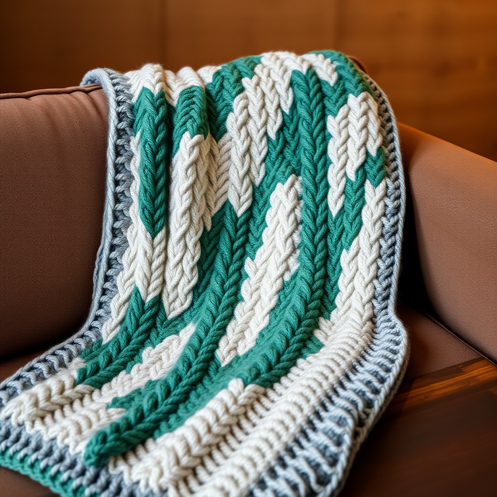 The Wandering Vine Chevron Blanket: A Free Knitting Pattern for a Textured, Art Deco-Inspired Throw