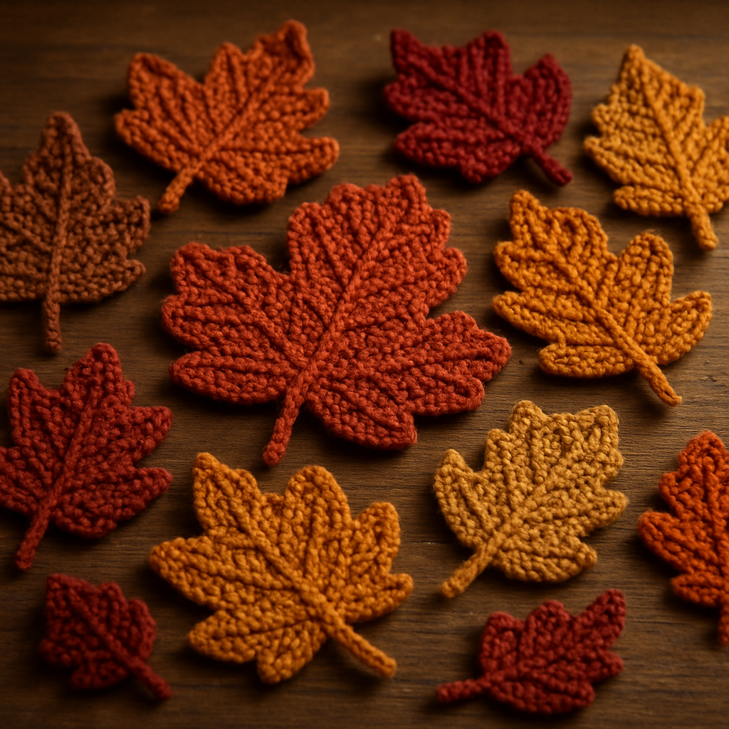 Crochet Vibrant Textured Autumn Leaf Coaster Set Free Pattern