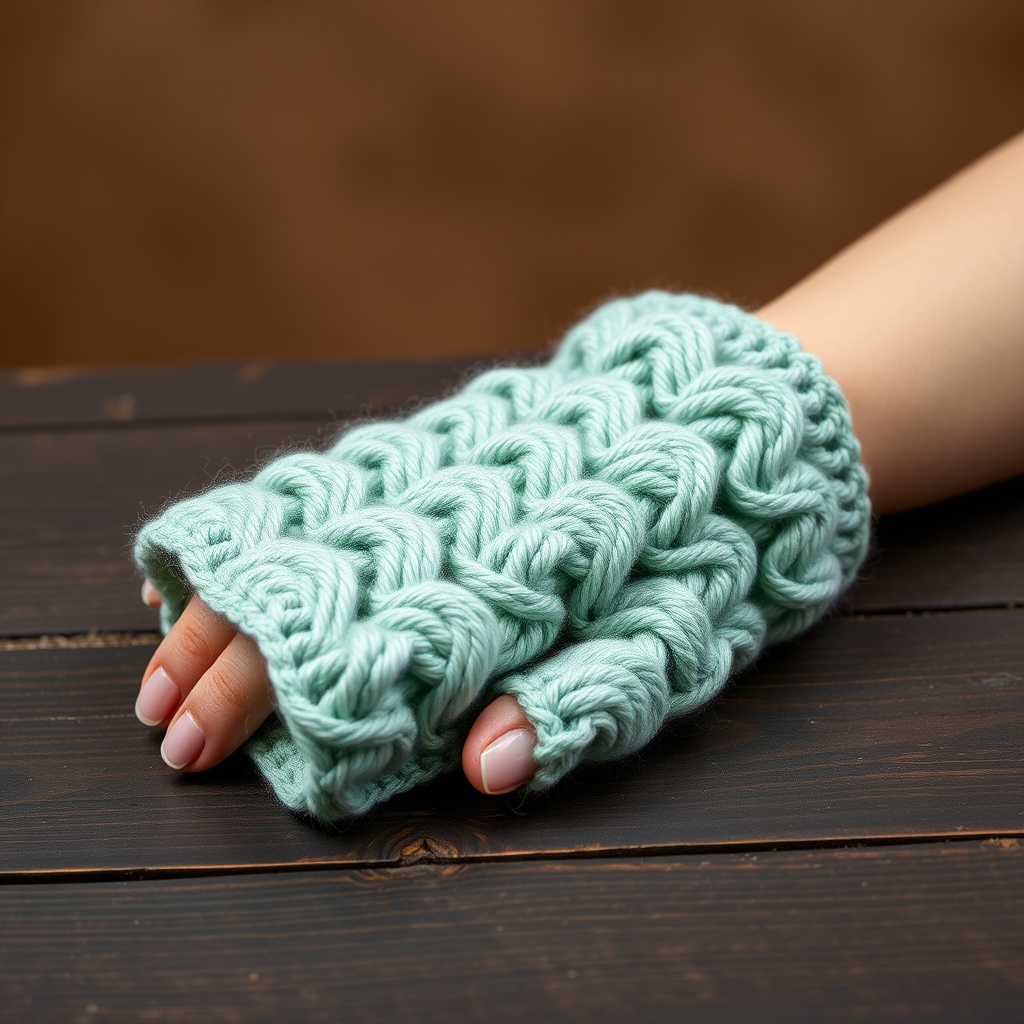 Ocean Breeze Fingerless Shell Gloves Free Pattern