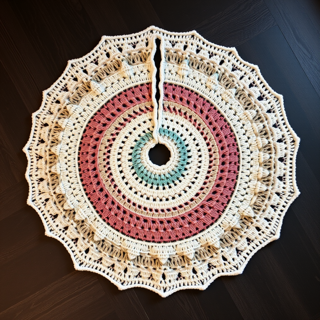 Aurora Frost Granny Hexagon Tree Skirt Free Pattern – Cozy Nordic Holiday Crochet