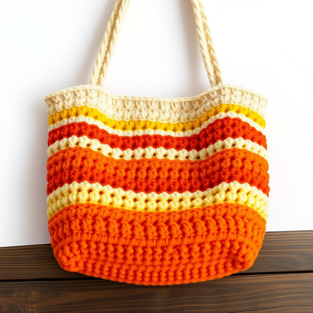 Sunlit Orchard Market Tote Free Pattern – Crochet a Woven Citrus Stripe Bag