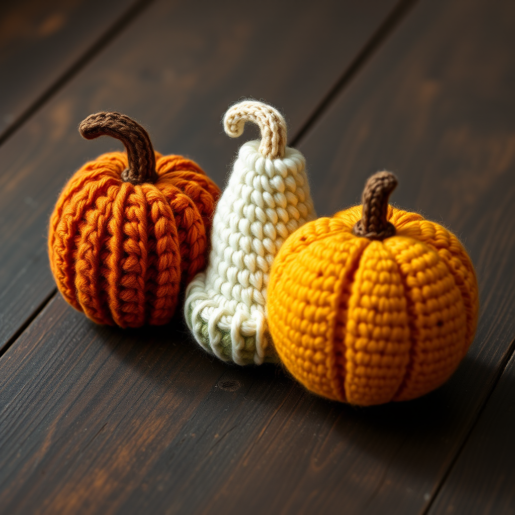 Harvest Moon Mini Gourd Trio Free Pattern – Crochet a Speckled Autumn Collection