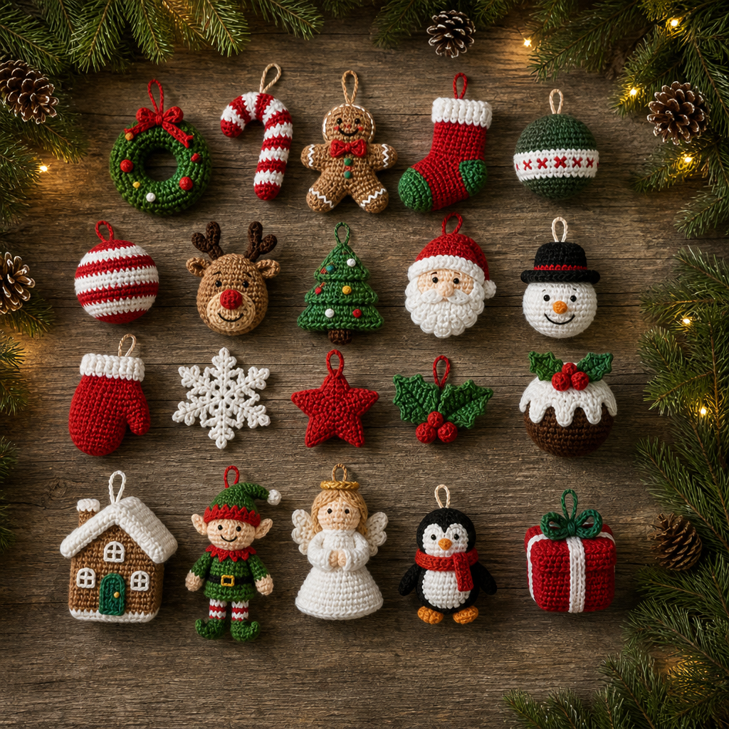 Crochet Festive Christmas Ornament Collection Free Pattern
