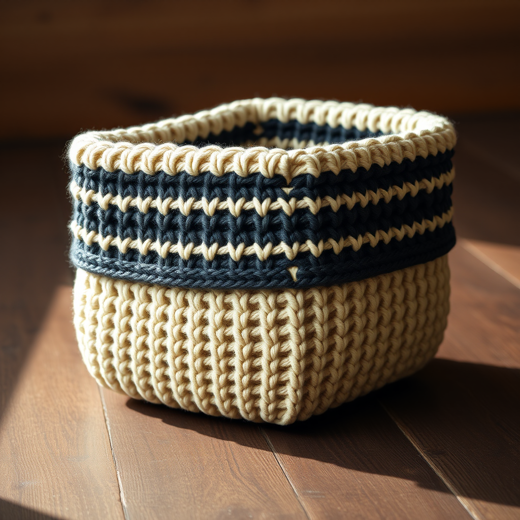 The Woven Willow Storage Basket: A Free Knitting Pattern for a Textured, Two-Tone Home Essential