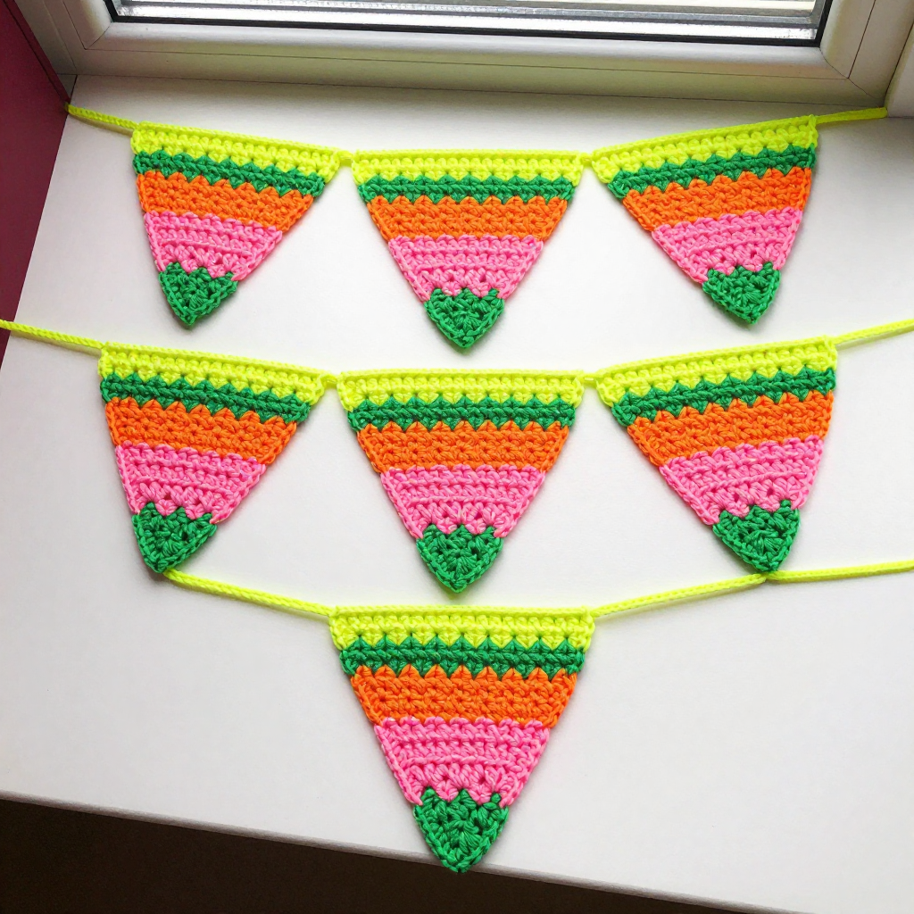Neon Pop Triangle Bunting Free Crochet Pattern