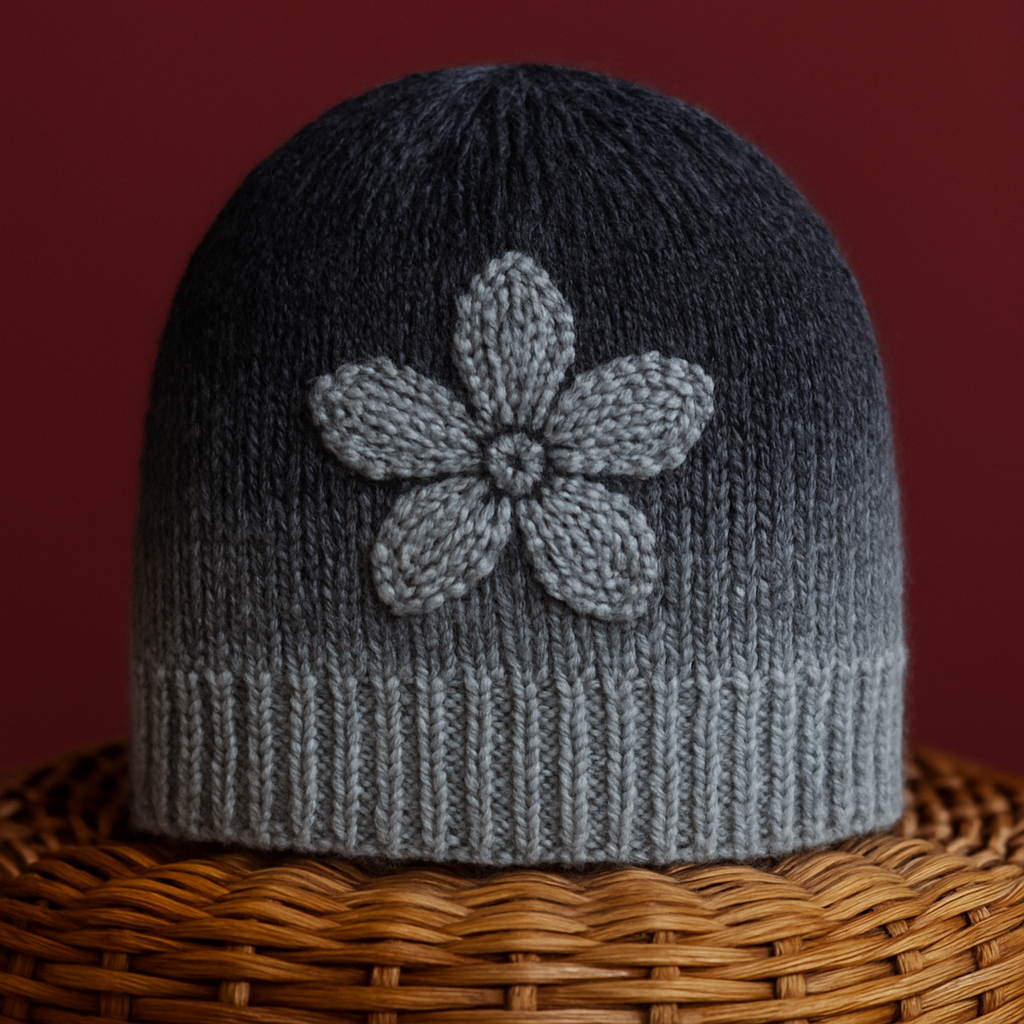 Y2K Monochrome Gradient Floral Beanie - Free Pattern