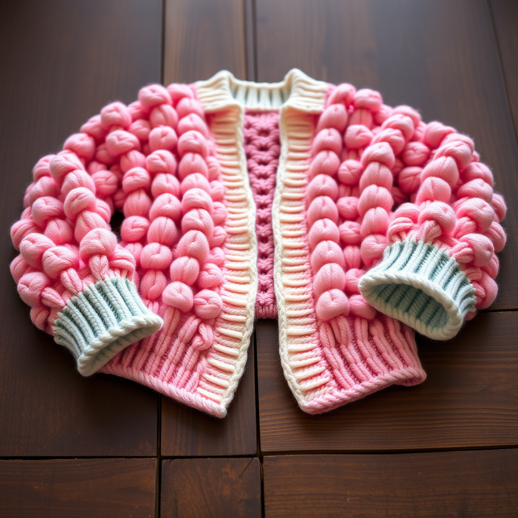 Bubblegum Bloom Cocoon Cardigan Free Pattern – Textured Knit Wrap with Puff Stitches