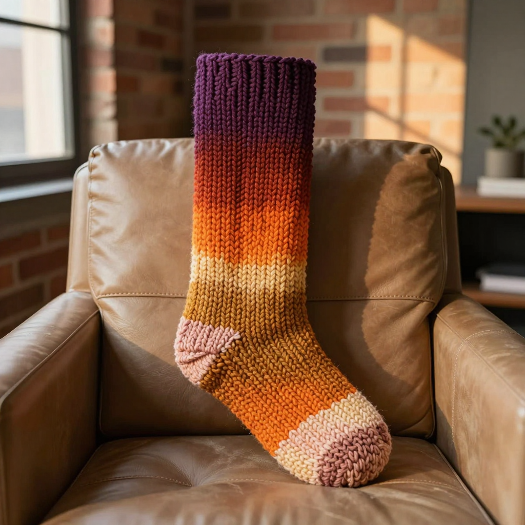 Free Pattern: Round-Toe Bulky Ombre Knit Stocking