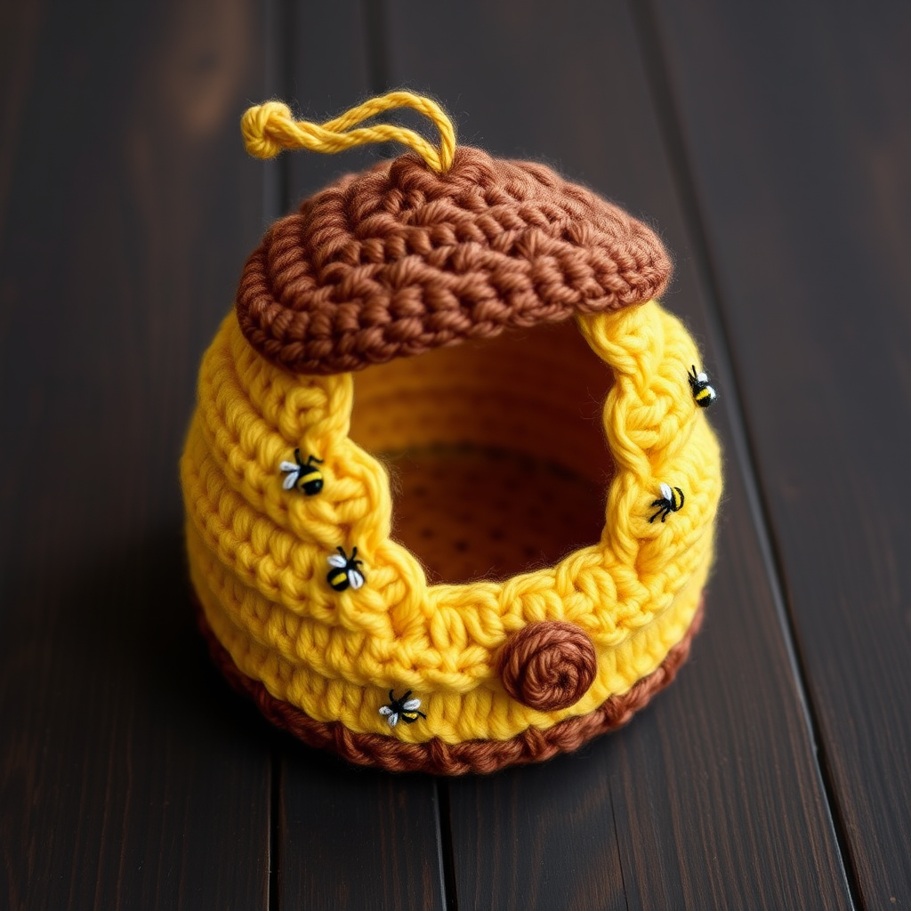 The Honeycomb Hearth Amigurumi Beehive Free Pattern – A Knitted Hexagon Honey Pot with Embroidered Bees