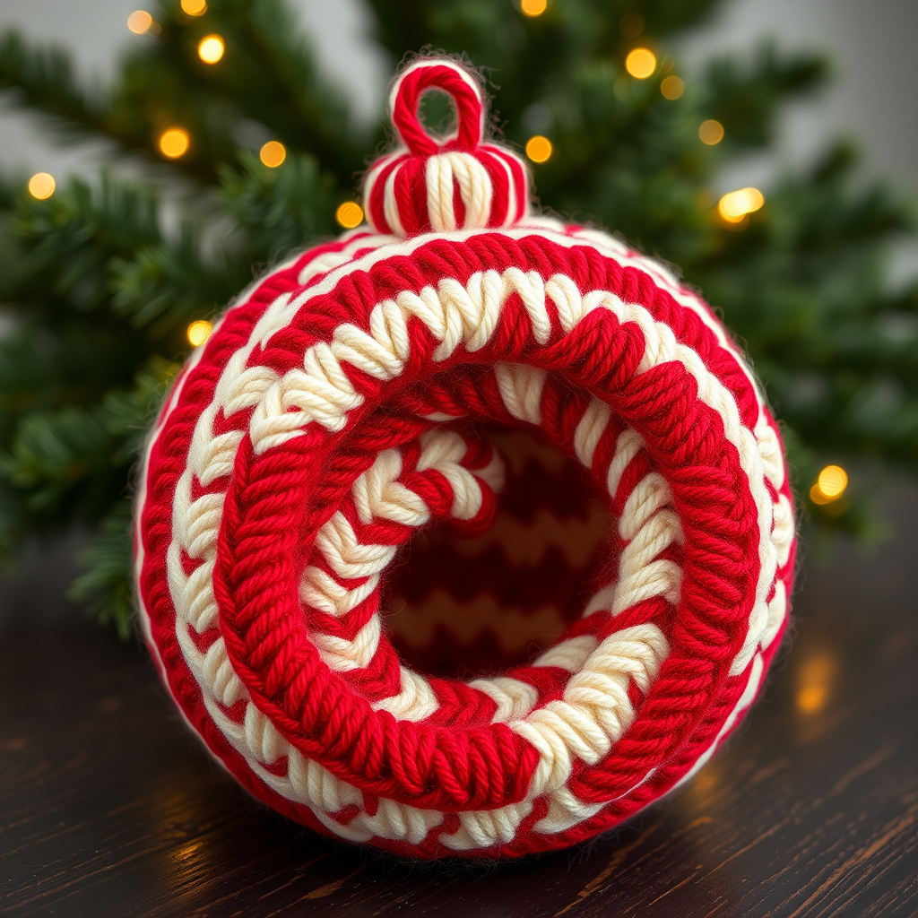 The Peppermint Twist Bauble Free Pattern – A Knitted Ode to Candy Cane Cheer