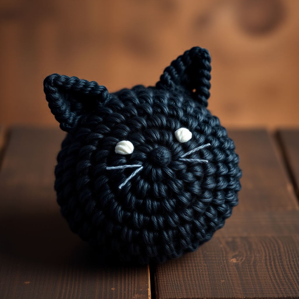 Midnight Whiskers Black Cat Dish Scrubby Free Pattern