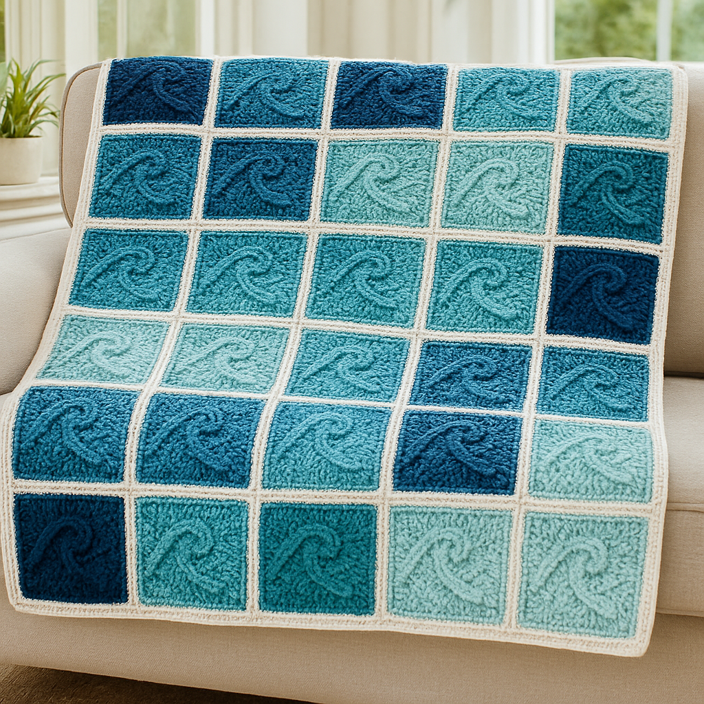 Oceanic Waves Granny Square Afghan Free Pattern