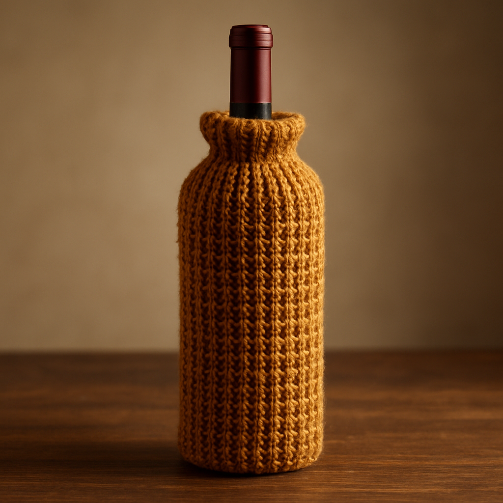 Crochet Textured Diagonal Stripes Wine Bottle Cozy Free Pattern