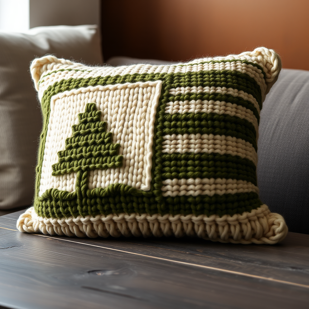 The Whispering Pines Mosaic Pillow: A Free Knitting Pattern for a Textured, Forest-Inspired Home Accent