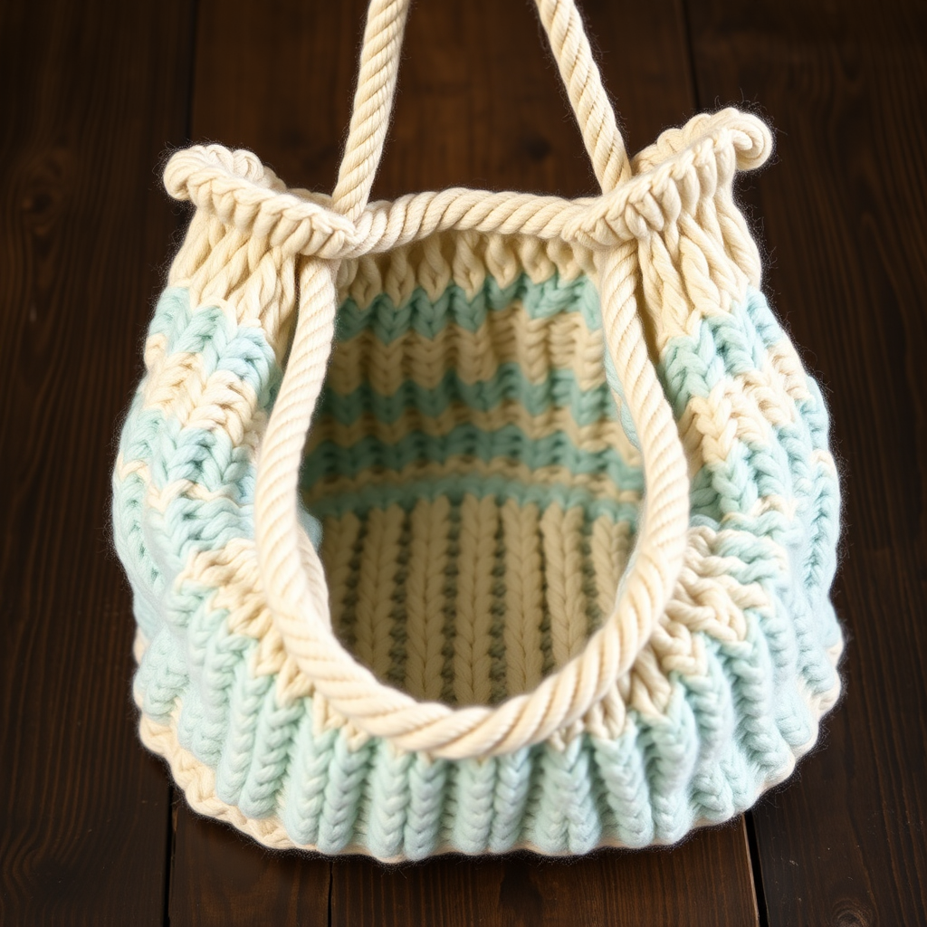 Marina Beach Tote Free Pattern – Textured Knit Carryall with Rope Handles
