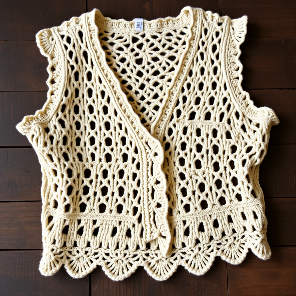 The Gossamer Dune Cardi Vest Free Pattern – A Knitted Openwork Vest with Shell Stitch Edges