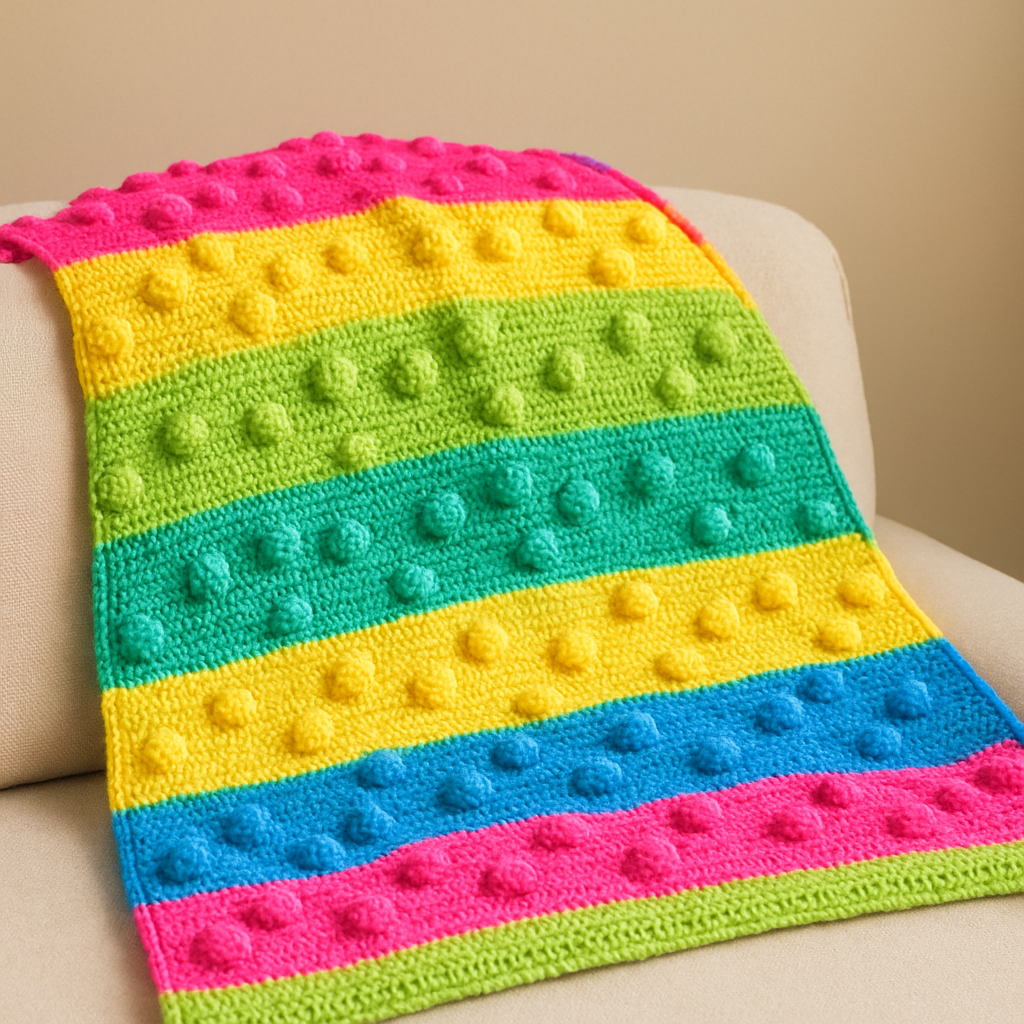 Boho Chic Neon 3D Texture Afghan - Free Pattern